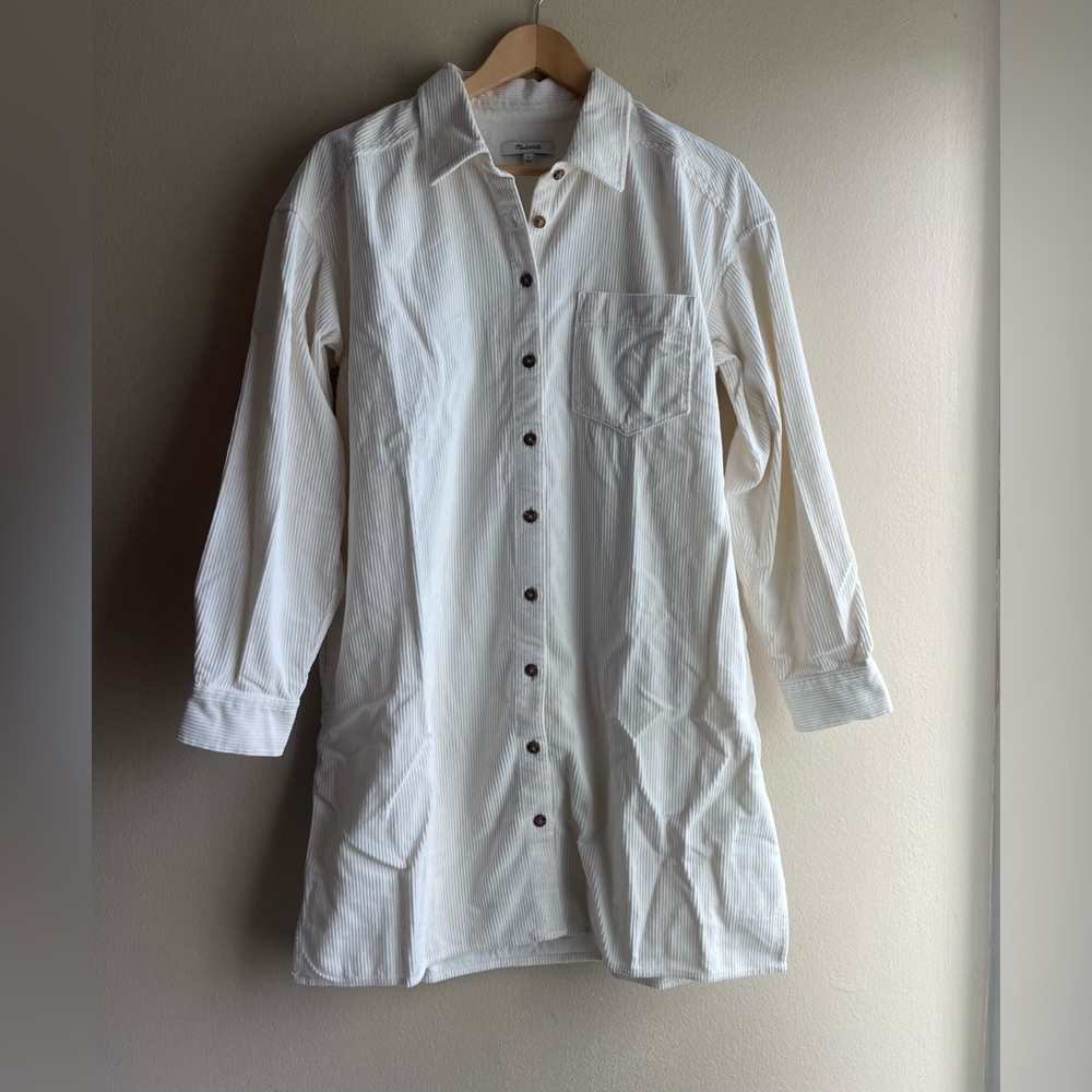 New Madewell Corduroy Easy Mini Shirtdress Lighthouse Size SMALL Women - Picture 6 of 12